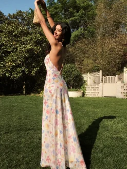 Chiffon Backless Floral Dress
