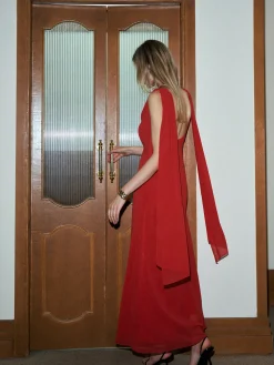 Chiffon Cowl Neck Backless Dress