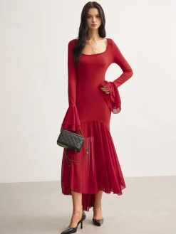 Chiffon Hem Slim Panel Dress