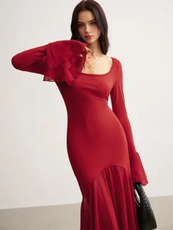 Chiffon Hem Slim Panel Dress