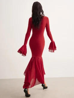Chiffon Hem Slim Panel Dress