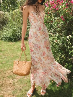 Chiffon Ruffle Cami Floral Dress