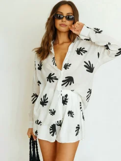 Chill Life Plant Print Shorts Set