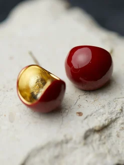 Chunky Cherry Hoop Earrings