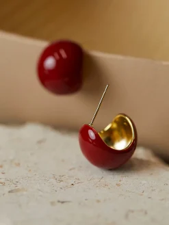Chunky Cherry Hoop Earrings