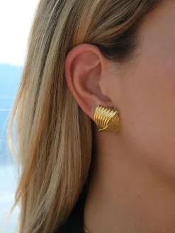 Chunky Gold Twisted Earrings
