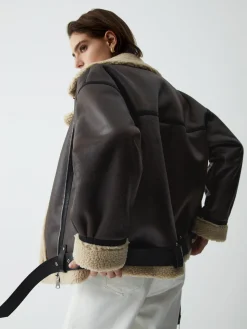 Classic Sherpa Lined Shearling Leather Flight Jacket