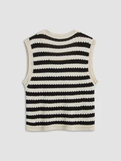 Classy Stripe Crochet Sweater Vest
