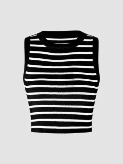 Classy Stripe Crop Tank Top
