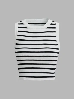Classy Stripe Crop Tank Top