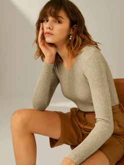 Clouds Ribbed Pullover Sweater