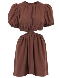 Cocoa Bean Cotton Blends Cutout Short Dress