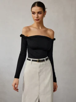 Cold Shoulder Plain T-Shirt