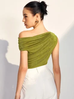Cold Shoulder Pleated Tank Top