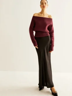 Cold-Shoulder Cinched Sweater