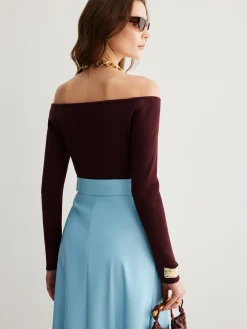 Cold-Shoulder Skinny Sweater