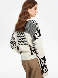 Color Block Cable-Knit Warm Sweater