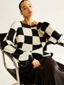 Color Block Checkerboard Sweater