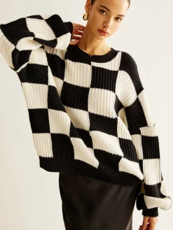Color Block Checkerboard Sweater