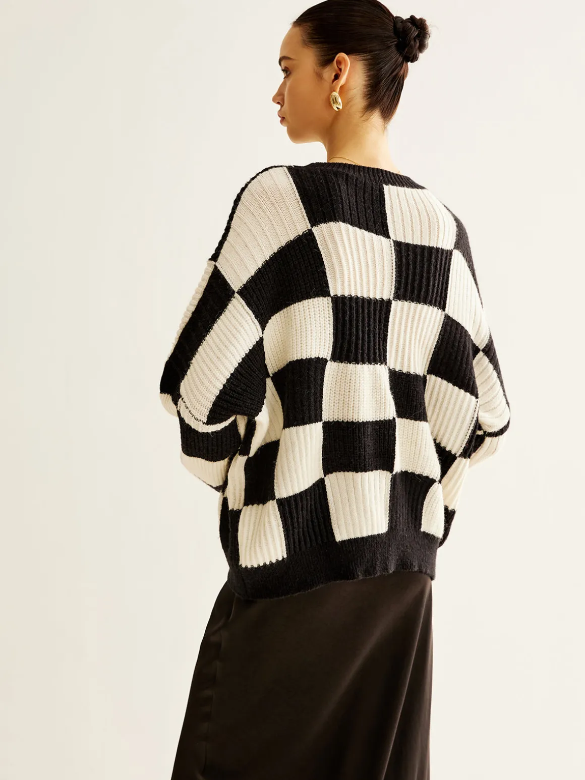 Color Block Checkerboard Sweater
