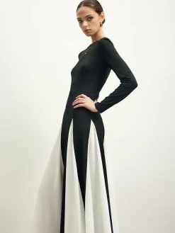 Color Block Chiffon Flowy Dress