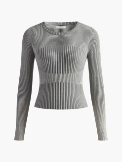 Color block Crew Neck Knit Top
