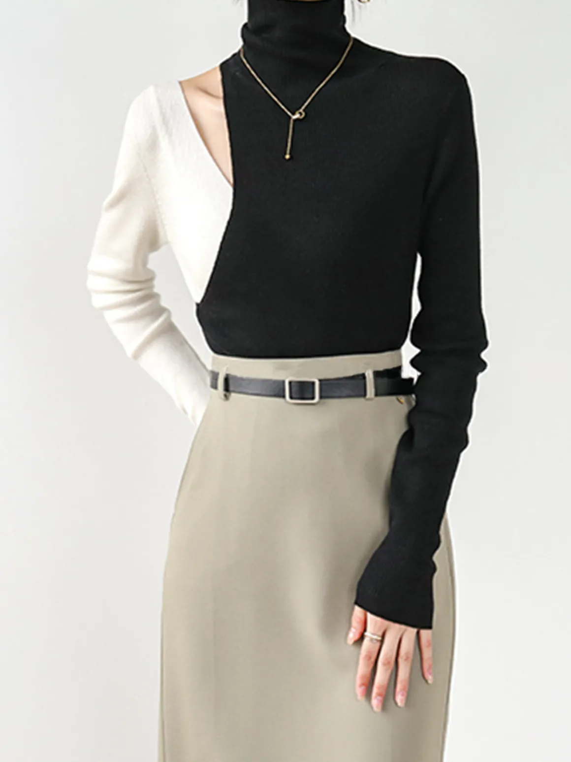 Color Block Cutout Knit Top