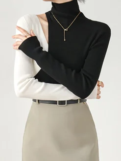 Color Block Cutout Knit Top