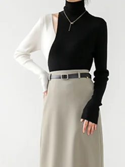 Color Block Cutout Knit Top