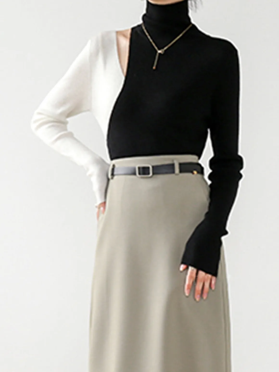 Color Block Cutout Knit Top
