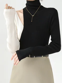 Color Block Cutout Knit Top