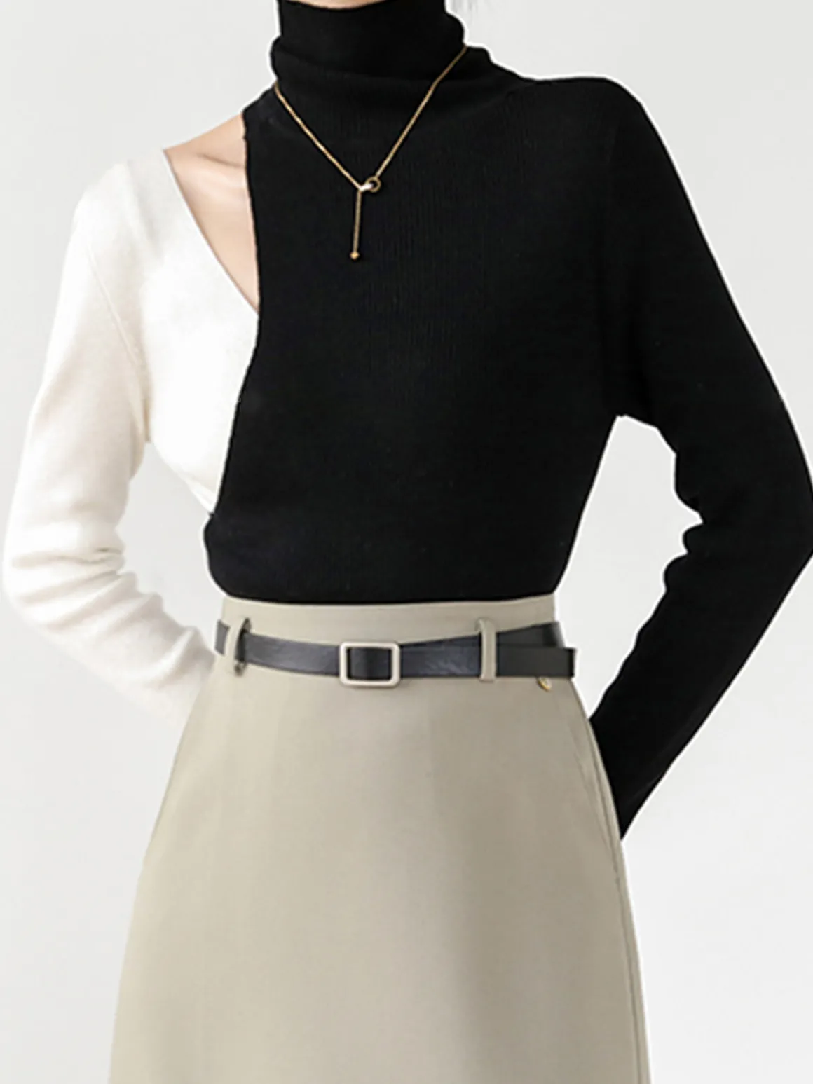 Color Block Cutout Knit Top