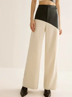 Color Block Faux Leather Pants