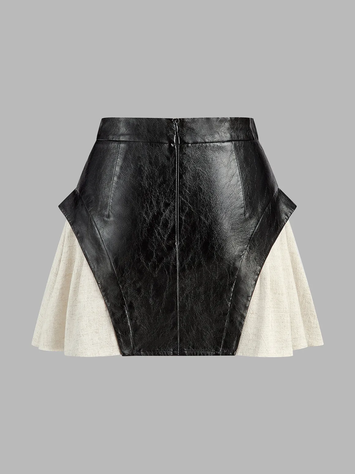 Color Block Faux Leather Mini Skirt