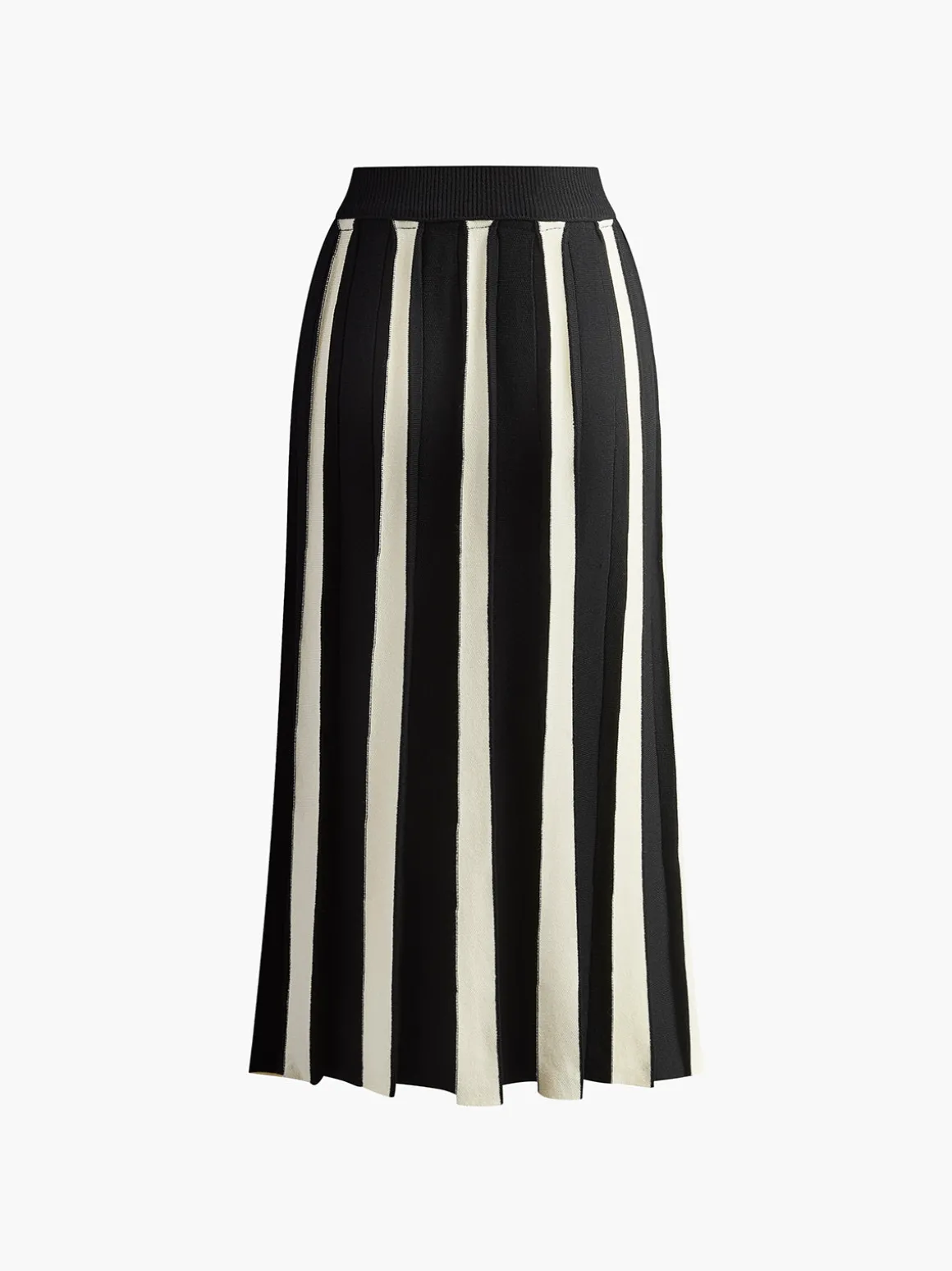 Color Block Knit Midi Skirt