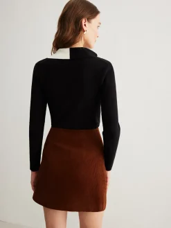Color Block Lapel Button Cardigan