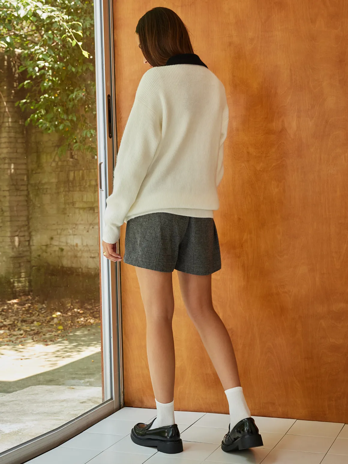 Color Block Lapel Oversize Cardigan