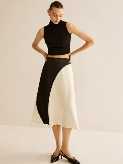 Color Block Midi Skirt