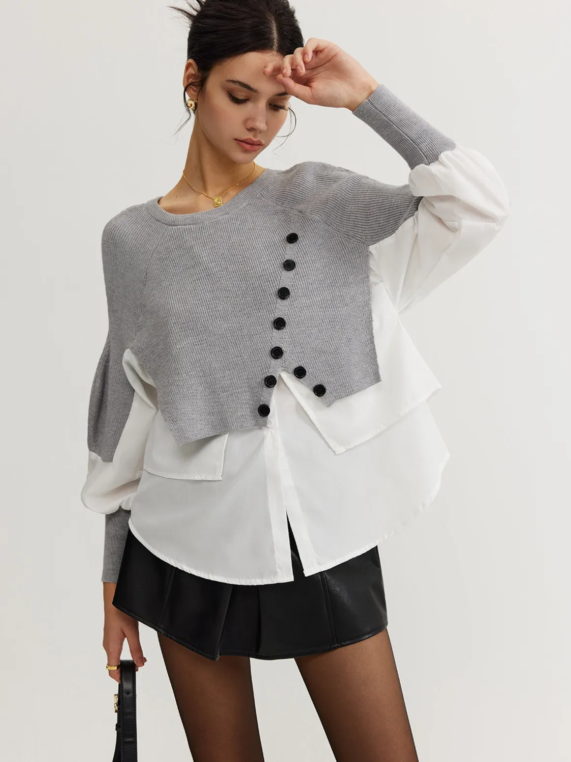 Color Block Panel Knit Top