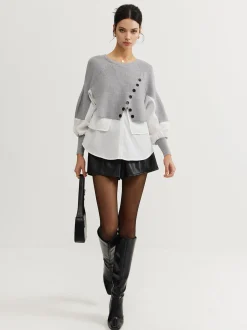 Color Block Panel Knit Top