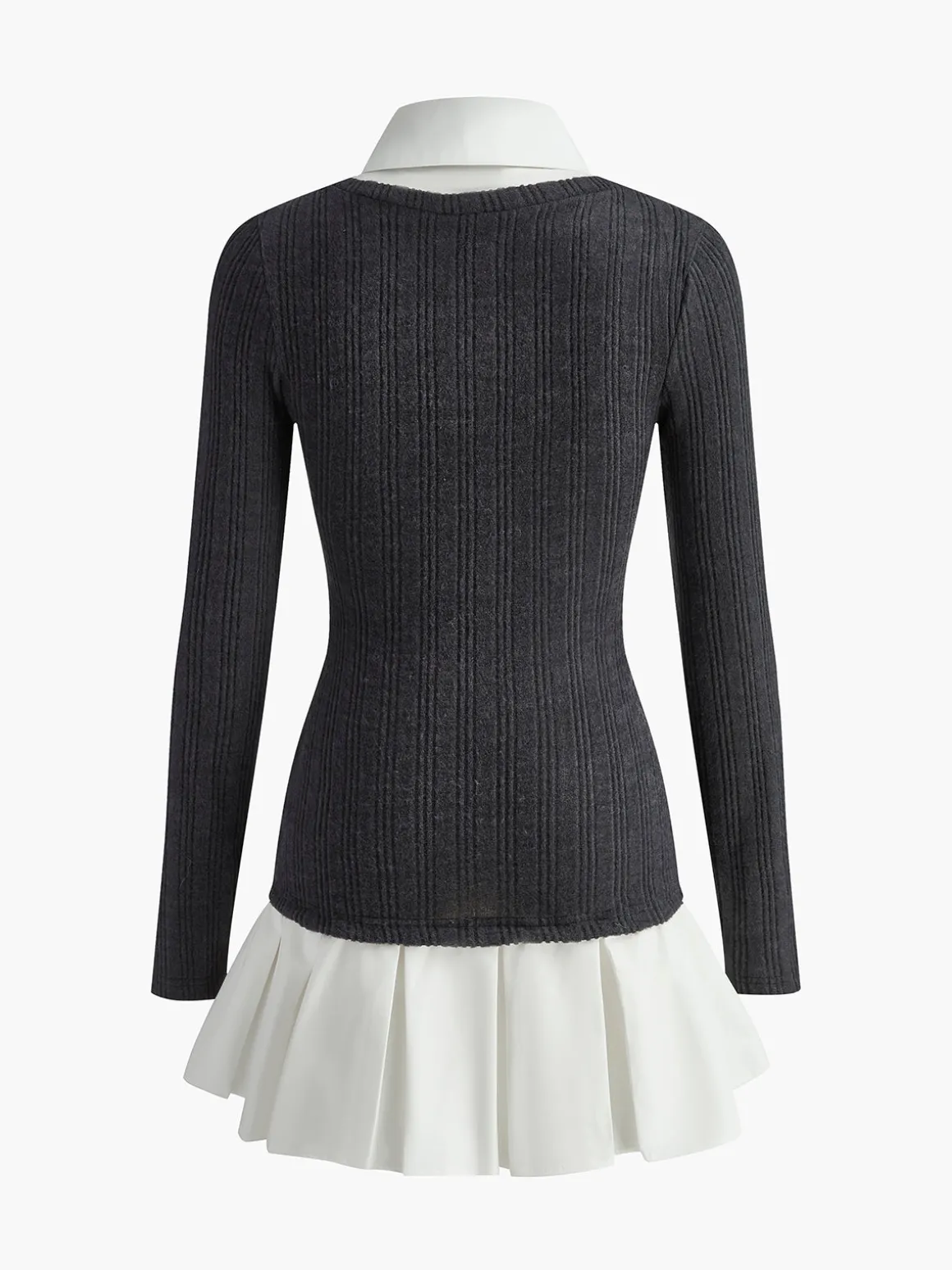 Color Block Panel Lapel Knit Dress