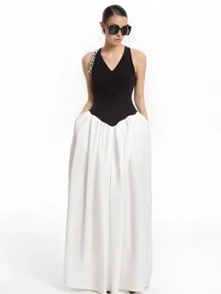 Color Block Panel Pockets Dress