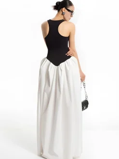 Color Block Panel Pockets Dress