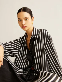 Color Block Pinstripe Lapel Pants Set