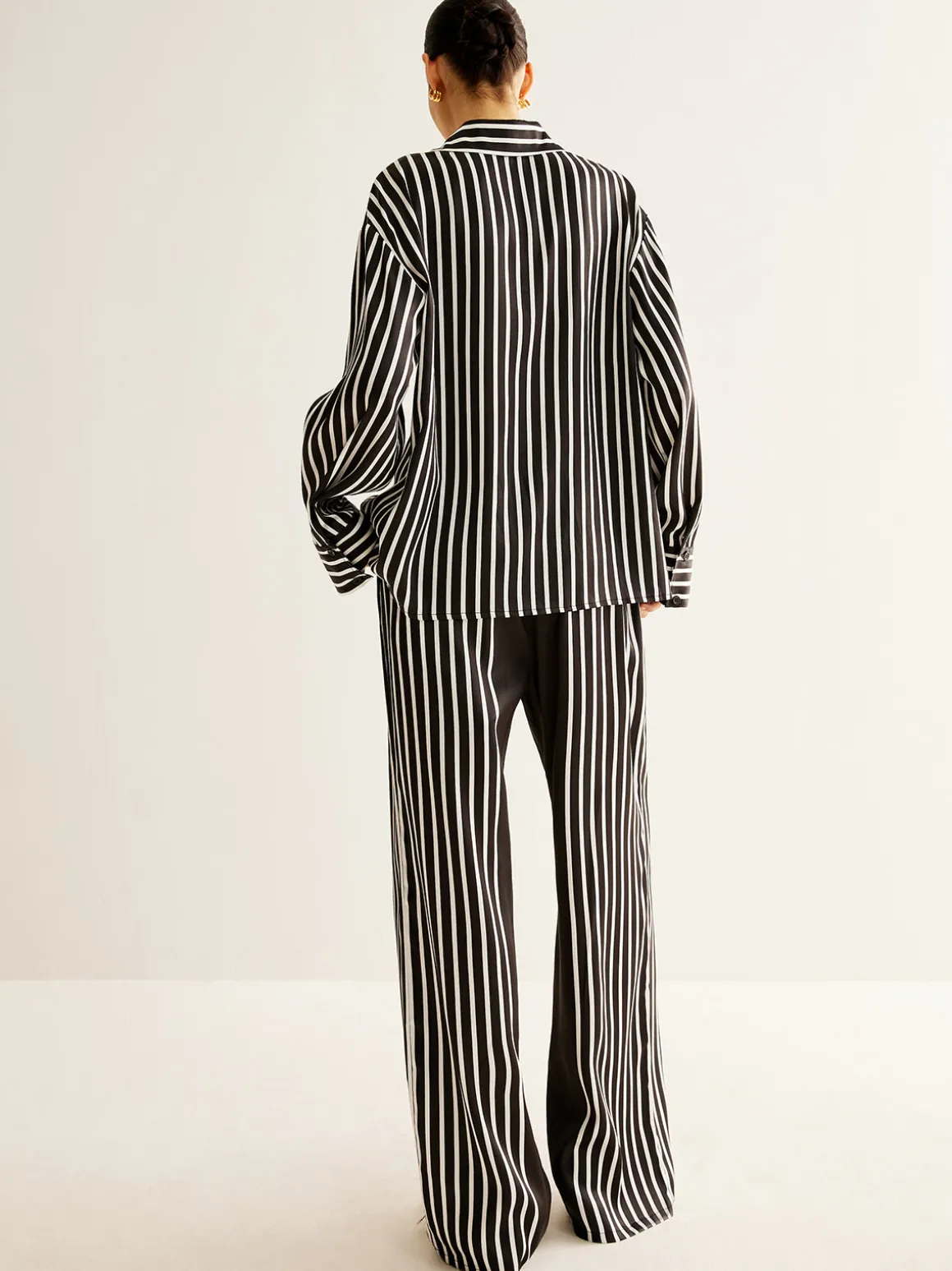 Color Block Pinstripe Lapel Pants Set