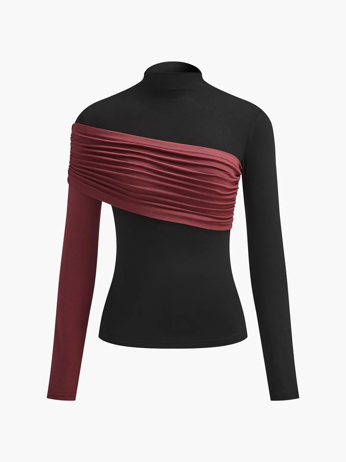 Color Block Pleated Jersey Slim Top