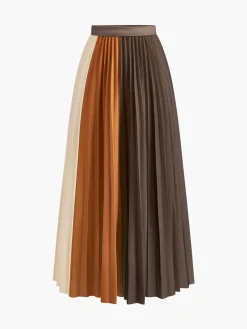 Color Block Pleated Skirt