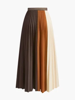 Color Block Pleated Skirt