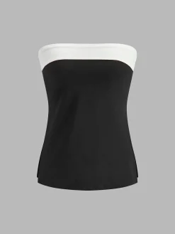 Color Block Split Strapless Corset