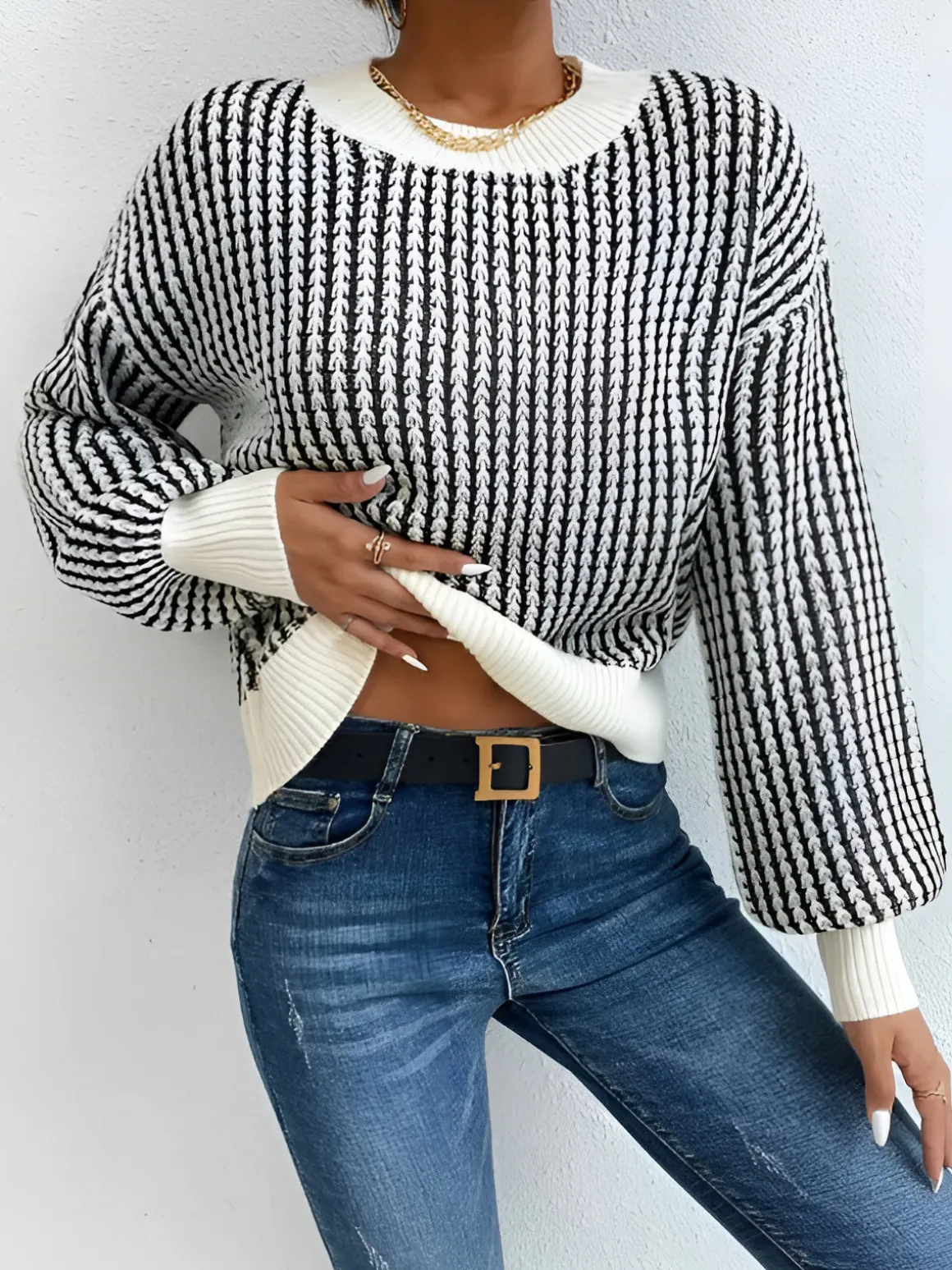 Color Block Striped Knit Top